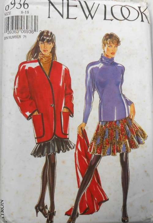 NEW LOOK PATTERNS 6936  JACKET-POLO TOP-SKIRT SIZE  8-18 COMPLETE-PART CUT TO 18