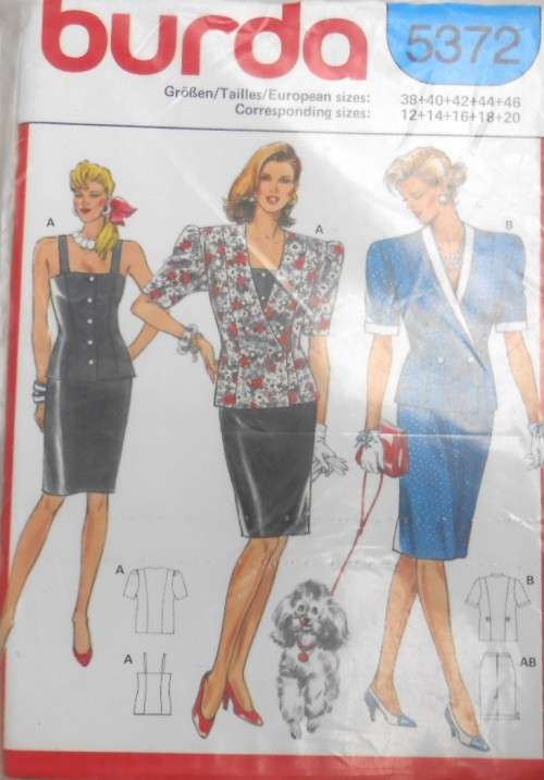 BURDA 5372 LADIES TOP-CAMISOLE-SKIRT SIZE 12-20 COMPLETE-UNCUT-F/FOLDED-SEALED