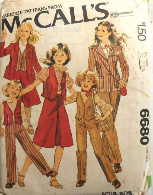 VINTAGE McCALLS 6680 BLAZER-WAISTCOAT-TOP-SKIRT-PANTS SIZE 10 COMPLETE-PART CUT
