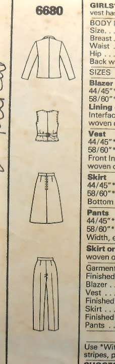 VINTAGE McCALLS 6680 BLAZER-WAISTCOAT-TOP-SKIRT-PANTS SIZE 10 COMPLETE-PART CUT