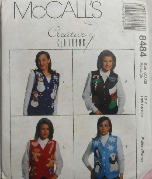McCALLS 8484  LINED WAISTCOATS SIZE EX LARGE 20-22 COMPLETE-UNCUT-F/FOLDED