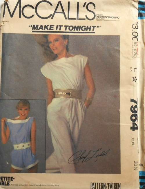 McCALLS 7964 JUMPSUIT SIZE 8 BUST 31  1/2 COMPLETE-UNCUT-F/F0LDED