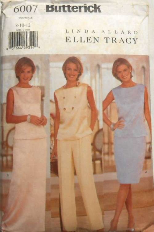 BUTTERICK 6007 TOP-SKIRT-PANTS SIZE 8-10-12 COMPLETE-CUT TO SIZE 12