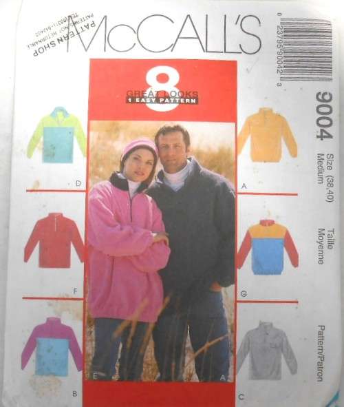 McCALLS 9004 UNISEX SWEATSHIRT & HEADBAND SIZE MEDIUM 38 - 40 COMPLETE