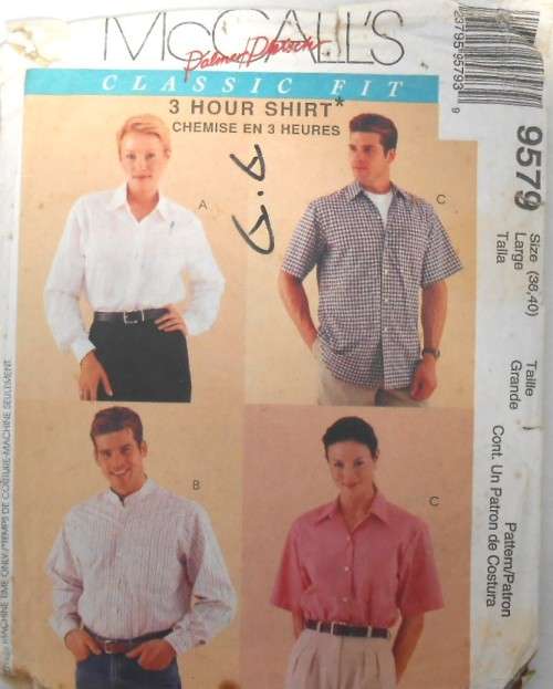 McCALLS 9579 UNISEX SHIRT SIZE LARGE 38-40 COMPLETE