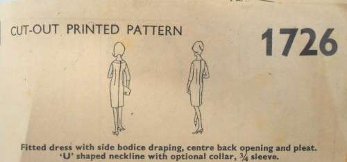 V/VINTAGE STYLE PRINT 1726 LADIES FITTED DRESS SIZE 36 BUST COMPLETE ZIPLOC BAG