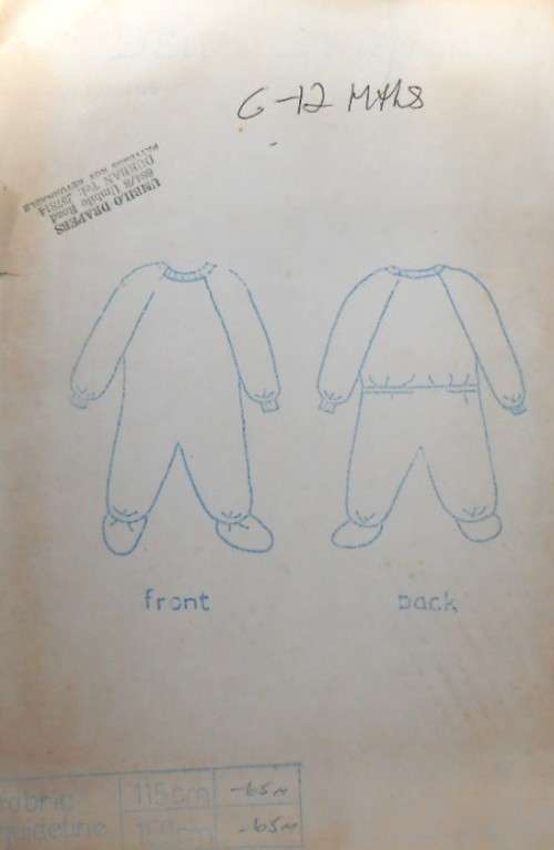 SEW SIMPLE PATTERNS  1260 BABY GRO  SIZE 6-12 MONTHS