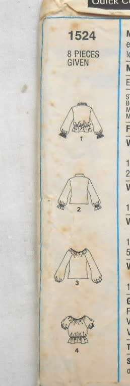 VINTAGE STYLE 1524 SET OF TOPS SIZE 12 BUST 87 CM COMPLETE-UNCUT-F/FOLDED