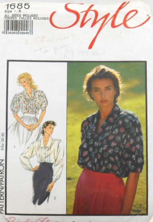 STYLE 1685 SET OF BLOUSES SIZE 8-18 COMPLETE-UNCUT-F/FOLDED