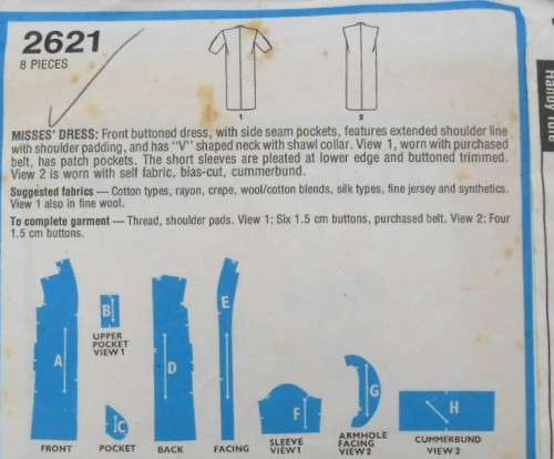 STYLE 2621 FRONT BUTTON DRESS SIZE 12 BUST 87 CM COMPLETE