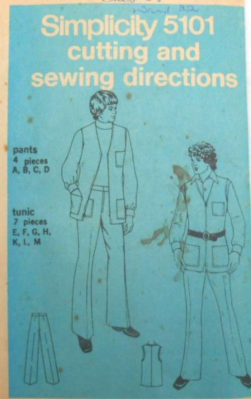 SIMPLICITY 5101 MENS PANTS & GILET - SIZE 38 COMPLETE-UNCUT-F/FOLDED-NO COVER-ZIPLOC