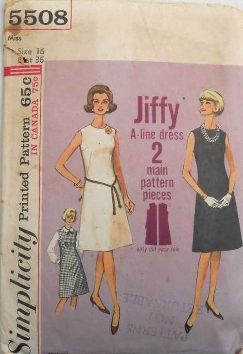 SIMPLICITY 5508 ONE PIECE DRESS OR PINAFORE  SIZE 16 BUST 36 COMPLETE