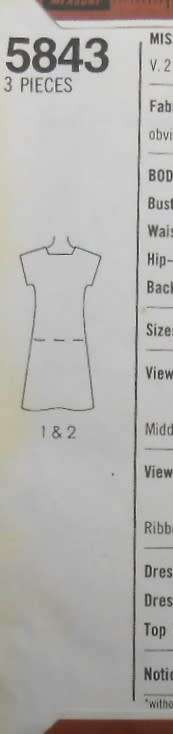 SIMPLICITY 5843  PULLOVER DRESS OR TOP WITH SQUARE NECK SIZE 12 COMPLETE