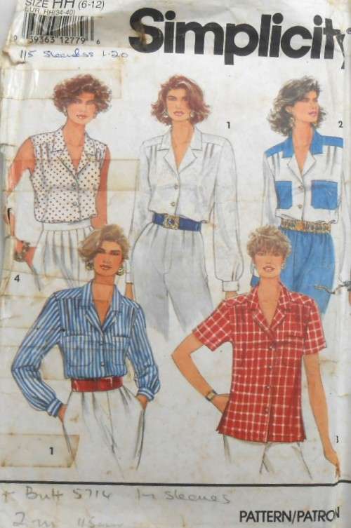 SIMPLICITY 7911 BLOUSE WITH SLEEVE VARIATIONS SIZE 6-12 COMPLETE