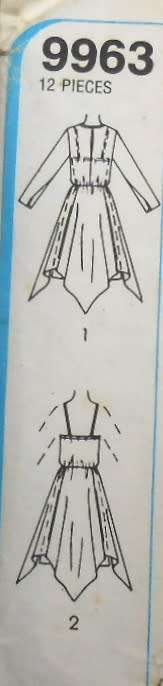 SIMPLICITY 9963 PULLOVER HANDKERCHIEF DRESS SIZE 14 BUST 92 CM COMPLETE