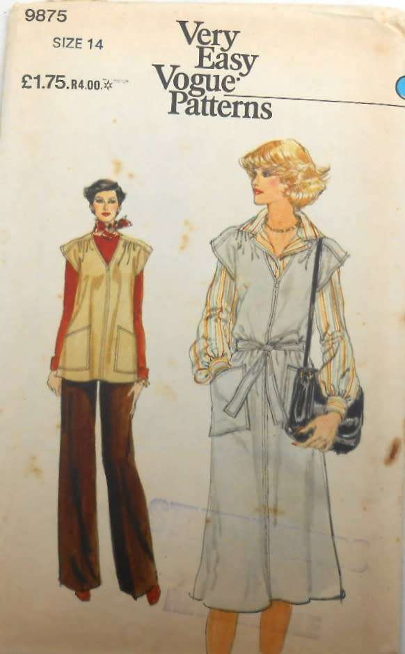 VOGUE 9875 PINAFORE-TOP-PANTS SIZE 14 COMPLETE-UNCUT-F/FOLDED