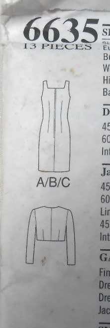 NEW LOOK PATTERNS 6635 FITTED DRESS WITH WAIST JACKET SIZES 6-16 COMPLETE-PART CUT TO 16