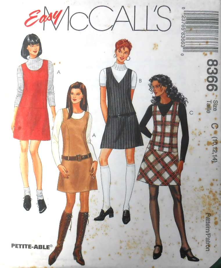 McCALLS 8366 PRINCESS SEAMED PINAFORES SIZE 10-12-14 COMPLETE-UNCUT-F/FOLDED