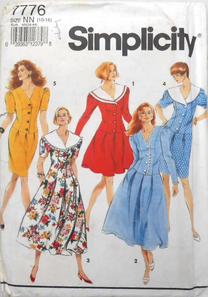 SIMPLICITY 7776 DRESS WITH FULL & SLIM SKIRT SIZE 10-16 COMPLETE-UNCUT-F/FOLDED