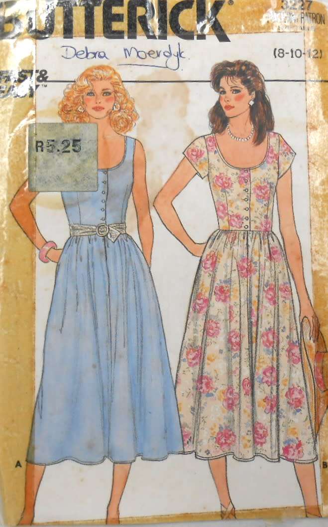 BUTTERICK 3227  DRESS-SEMI-FITTED BODICE-FLARED SKIRT SIZE 8-10-12 COMPLETE-ZIPLOC