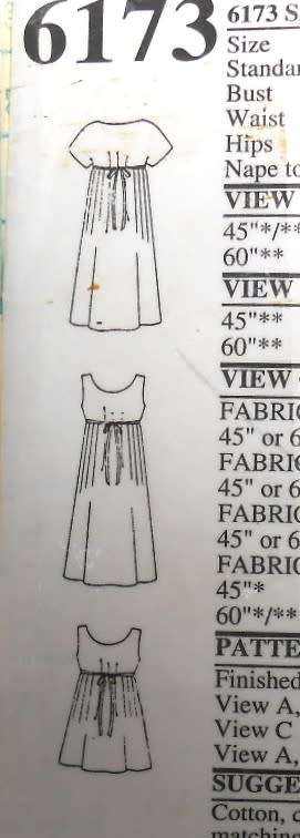 NEW LOOK 6173 HIGH BODICE FRONT BUTTON DRESS-TIEBACK SIZES 6-16 COMPLETE-COVER CUT-ZIPLOC BAG