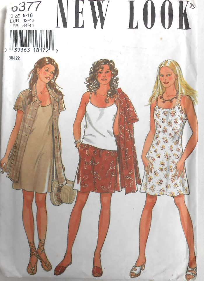 NEW LOOK PATTERNS 6377 STRAP DRESS-COVER UP-SKIRT SIZES 6-16 COMPLETE