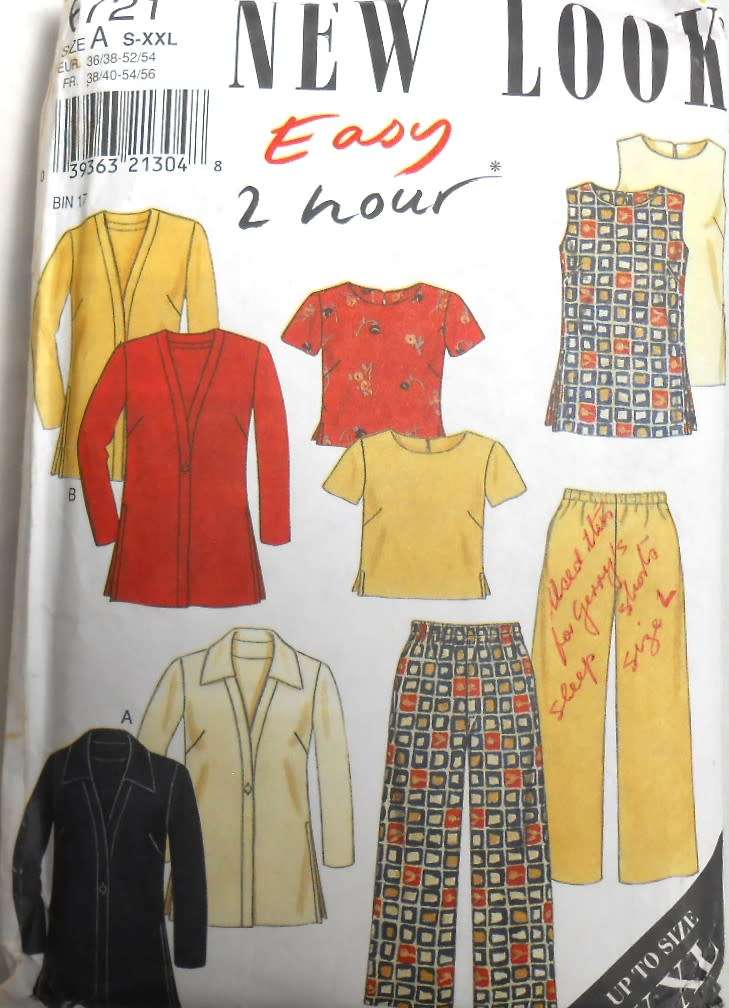 NEW LOOK 6721 JACKET-DRESS-TOPS-PANTS  SIZES S-XXL (10 - 28) COMPLETE-MOSTLY UNCUT