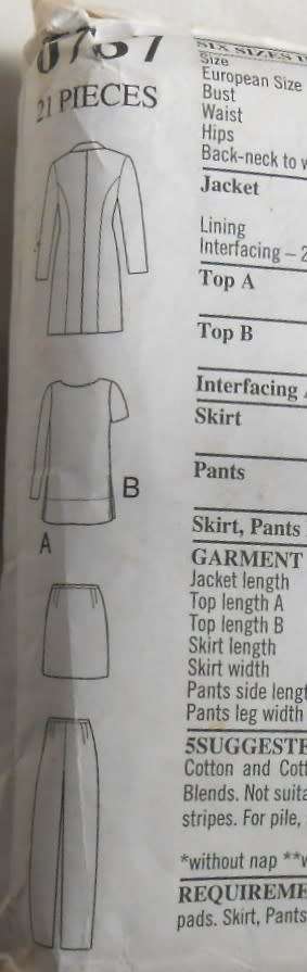 NEW LOOK 6787 COAT-LONG & SHORT SLEEVE TOPS-SKIRT-PANTS  SIZES 6-16 COMPLETE-MOSTLY UNCUT