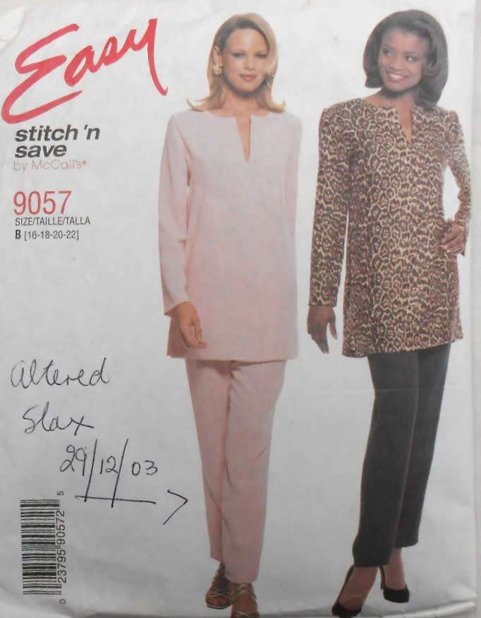 McCALLS 9057 TUNIC-PULL ON PANTS SIZE 16-18-20-22 COMPLETE