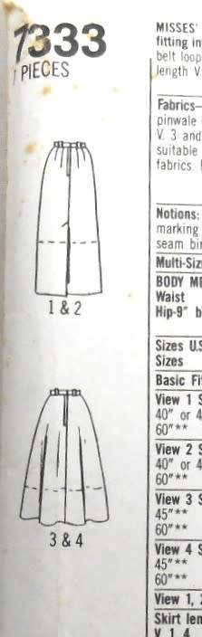 SIMPLICITY 7333 SLIM & FLARED SKIRT SIZE 4-10 COMPLETE-UNCUT-F/FOLDED