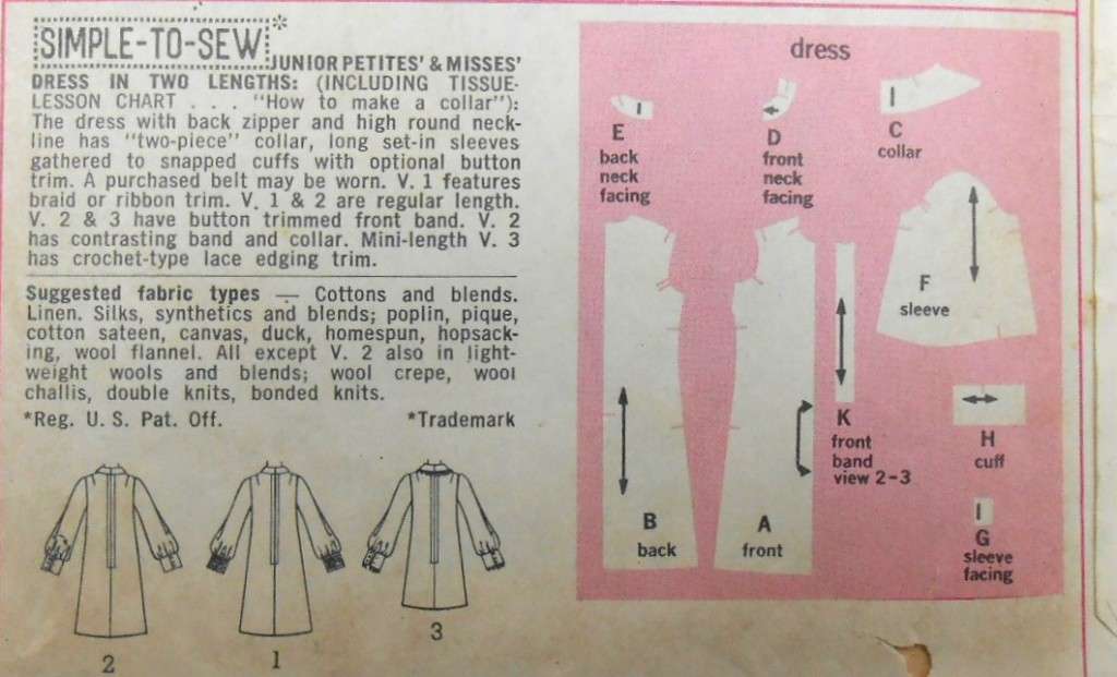 VINTAGE SIMPLICITY 8366 DRESS WITH COLLAR SIZE 12 BUST 34 COMPLETE