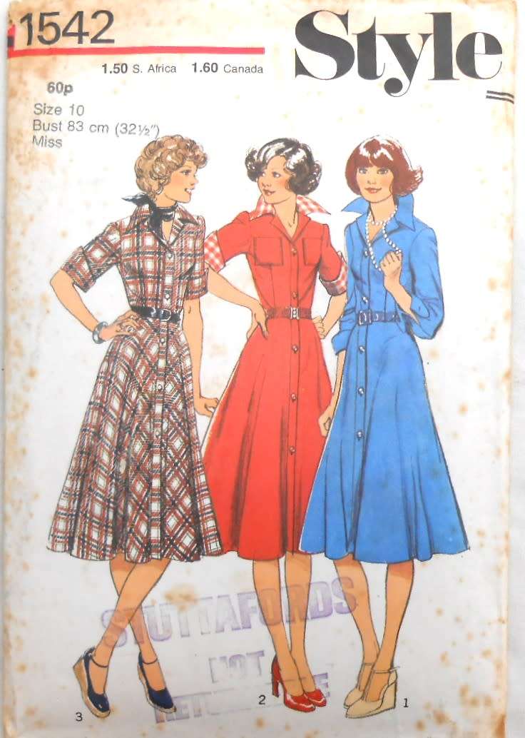 STYLE 1542 DRESS WITH COLLAR SIZE 10 BUST 83 CM COMPLETE