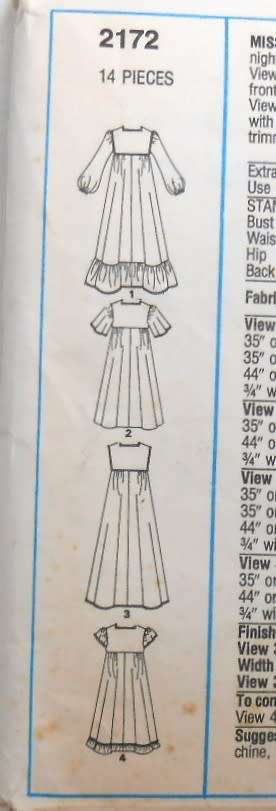 VINTAGE STYLE 2172 HOUSECOAT-NIGHTGOWN  SIZE 10-12 COMPLETE