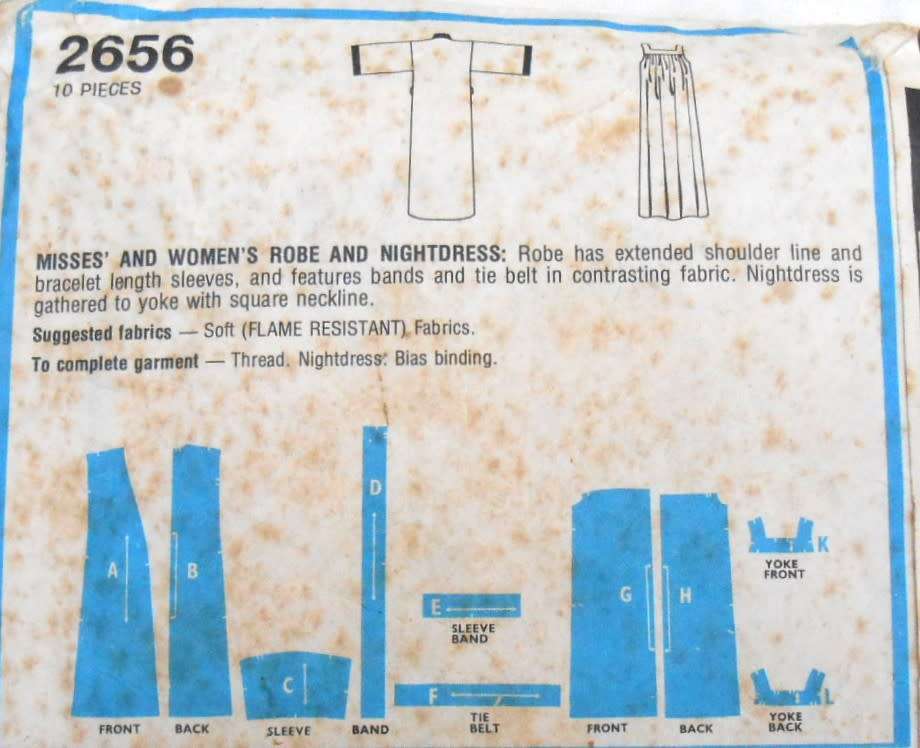 STYLE 2656 GOWN & NIGHTDRESS SIZE 16 BUST 97 CM GOWN PATTERN ONLY-ZIPLOC