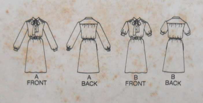 BUTTERICK 3932 DRESS-TIE & BELT SIZES 14 COMPLETE-ZIPLOC