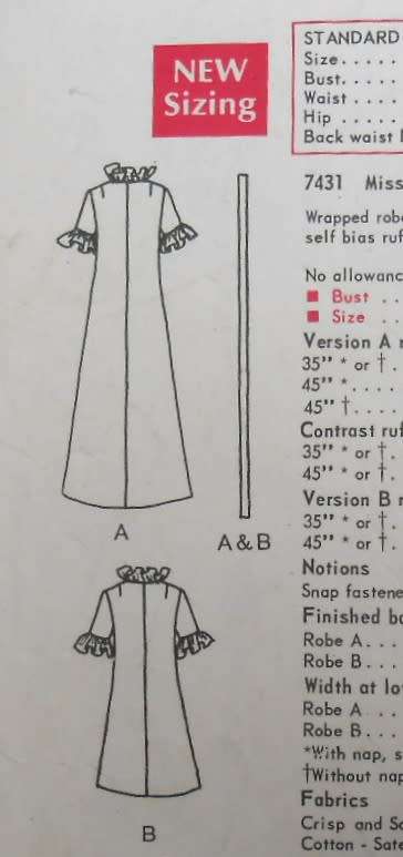 VOGUE 7431 WRAPPED ROBE WITH RUFFLES SIZE 16 BUST 38 SEE LISTING