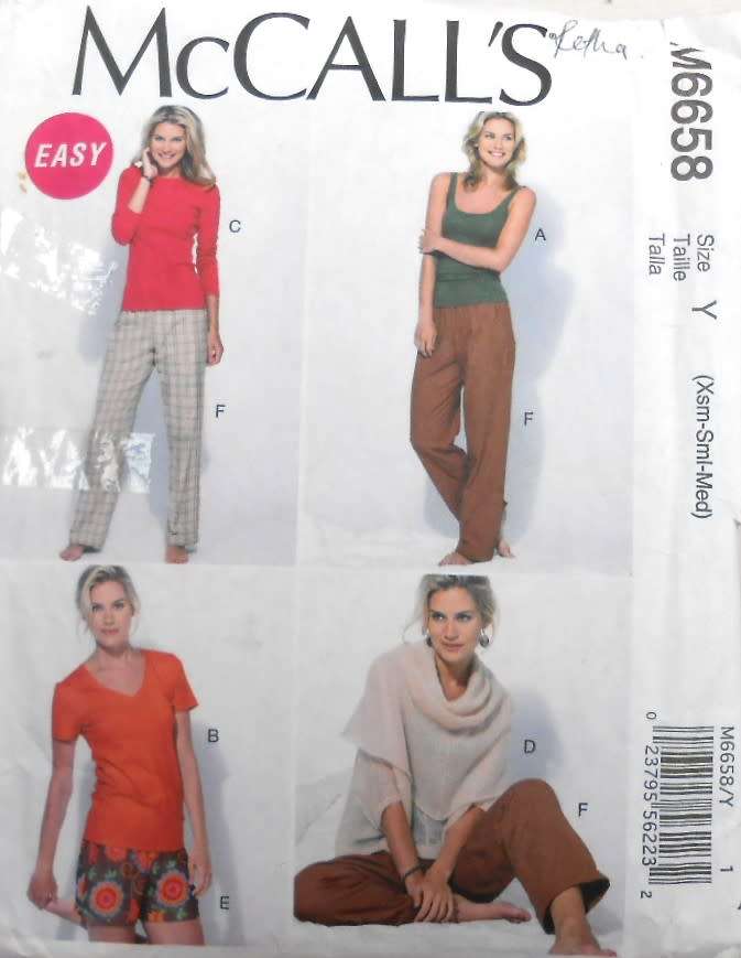 McCALLS M6658 TOPS- PANTS-SHORTS SIZE XS-S-M (4-14)-COMPLETE