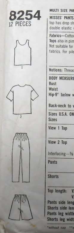 SIMPLICITY 8254 TOP-SHORTS-PANTS SIZE 10-20 SEE LISTING