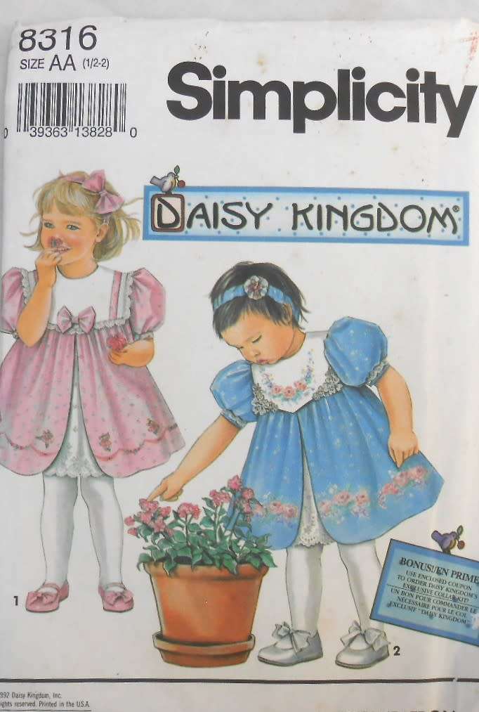 SIMPLICITY 8316 TODDLERS DRESS SIZE 14 BUST 6 MONTHS - 2 YEARS COMPLETE-CUT TO 2 YEARS