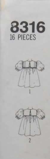 SIMPLICITY 8316 TODDLERS DRESS SIZE 14 BUST 6 MONTHS - 2 YEARS COMPLETE-CUT TO 2 YEARS