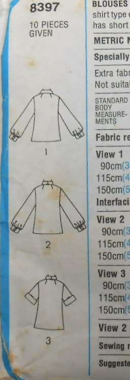 SIMPLICITY 8397 BLOUSES IN HALF SIZES SIZE 14 1/2 - 16 1/2 COMPLETE