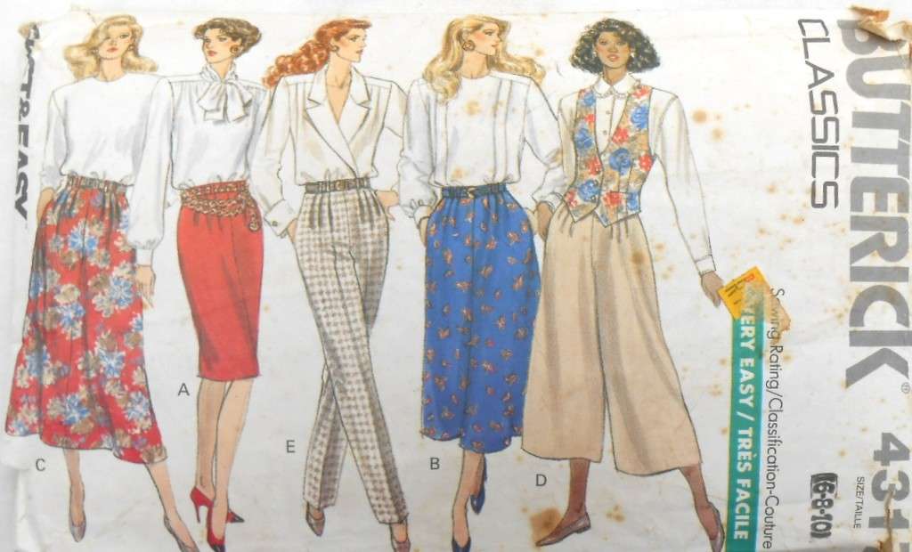 BUTTERICK 4317 SKIRT-CULOTTES-PANTS SIZE 6-8-10 COMPLETE