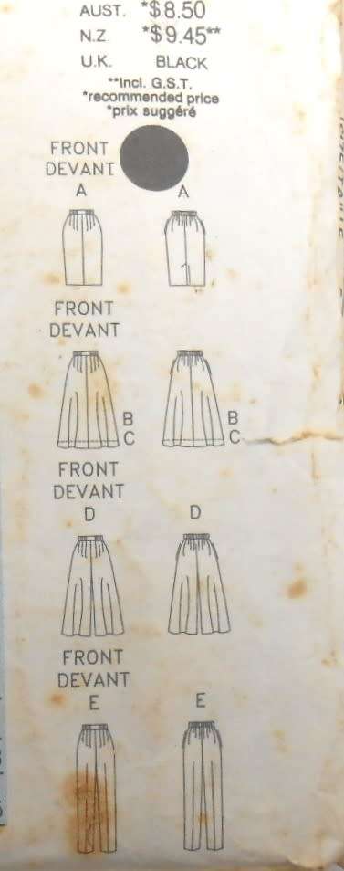 BUTTERICK 4317 SKIRT-CULOTTES-PANTS SIZE 6-8-10 COMPLETE