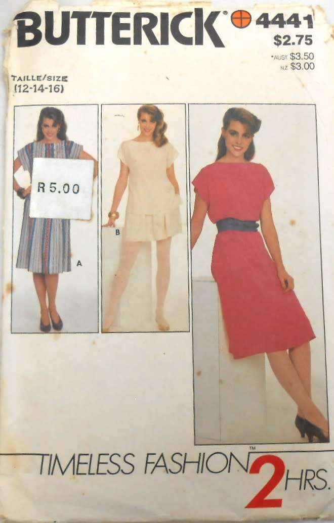 BUTTERICK 4441 DRESS-TOP-SKIRT SIZE 12-14-16 COMPLETE