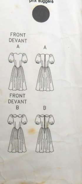 BUTTERICK 4550 DRESS WITH DROPPED WAIST BODICE SIZE 6-8-10 COMPLETE-CUT TO 10