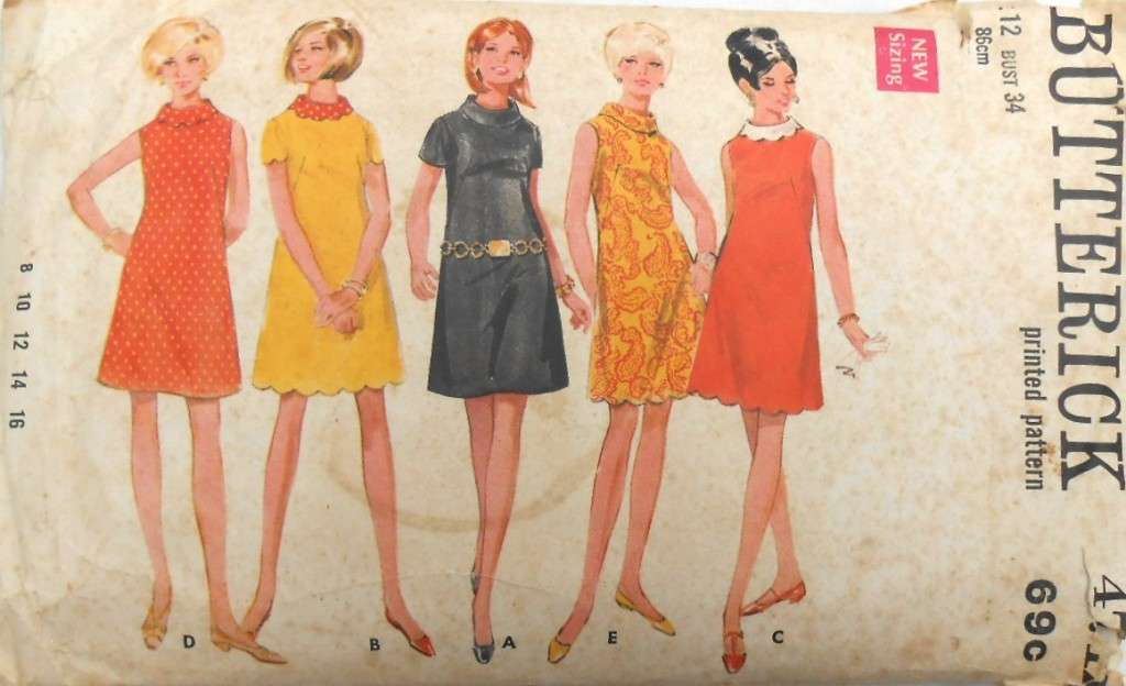 VINTAGE BUTTERICK 4712 SEMI FITTED A-LINE DRESS SIZE 12 BUST 87 CM COMPLETE