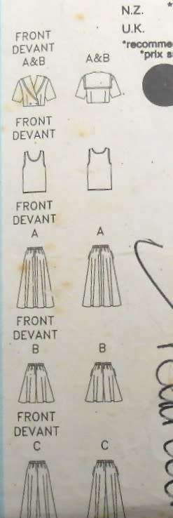 BUTTERICK 4736 JACKET-TANK TOP-SKIRT-SHORTS-CULOTTES- SIZE 12-14-16 COMPLETE-PART CUT TO 16 ZIPLOC