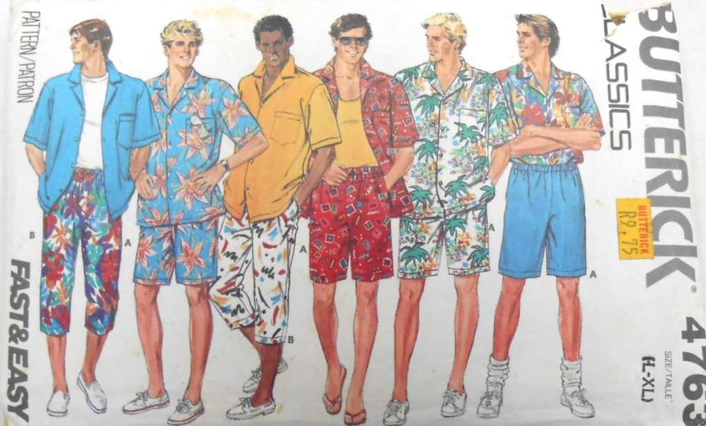 BUTTERICK 4763 MENS SHIRT & SHORTS SIZE L-XL (42-48) COMPLETE-PART CUT