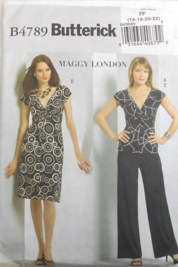 BUTTERICK B4789 TOP-DRESS-PANTS SIZE 8-10-12-14 COMPLETE-CUT TO 14