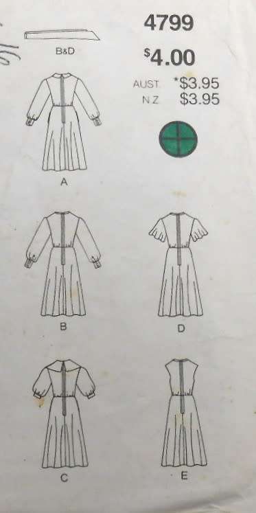 BUTTERICK 4799 LOOSE FITTING & FLARED DRESS SIZE 14-16-18-20 COMPLETE-CUT TO 16